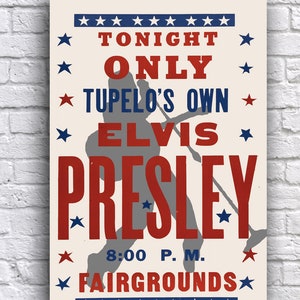Elvis Presley Live 1957 Tupelo Mississippi 30 x 18 po affiche cartonné promotionnel concert
