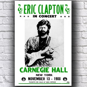 Eric Clapton em Concerto Carnegie Hall Nova York 1988 12&quot; x 18&quot; Cartão Cartaz de Concerto