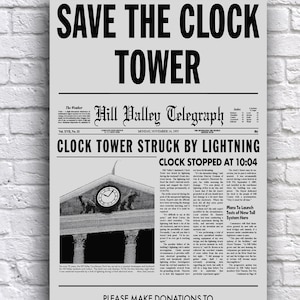 Back to the Future Save the Clock Tower 12&quot; x 18&quot; Campaign Cardstock Fundraising Poster Sign