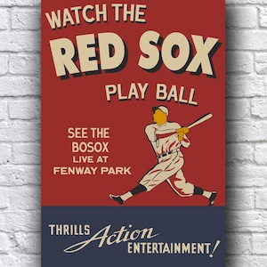 Poster en papier cartonné promotionnel des Red Sox de Boston, BoSox Baseball Live at Fenway Park, 30 x 18 po.