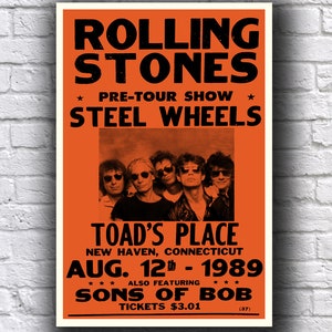 Rolling Stones Steel Wheels 1989 New Haven Connecticut 12" x 18" Poster de concert en papier cartonné