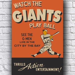 San Francisco Giants Baseball G-Men Live in the City the Bay Promo 12 "x 18" Kartonposter im Vintage-Stil