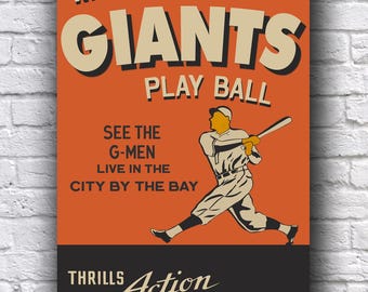 San Francisco Giants Baseball G-Men Live in the City the Bay Vintage-style Promo 12&quot; x 18&quot; Cardstock Poster