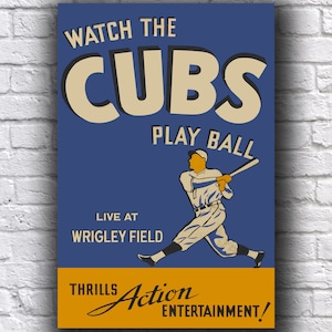 Cartaz promocional de beisebol do Chicago Cubs Wrigley Field 12" x 18"
