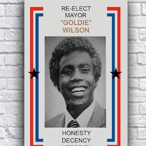 Back to the Future Re-Elect Mayor Goldie Wilson for Hill Valley Mayor 12&quot; x 18&quot; Campaign Cardstock Poster Sign