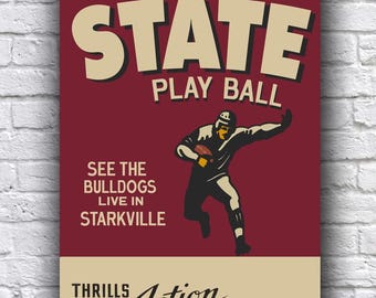 Mississippi State Bulldogs Football Live from Starkville Vintage Looking Promo 12" x 18" Cardstock Poster