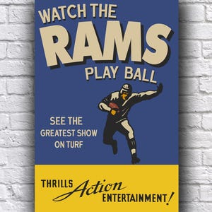 Los Angeles St. Louis Rams Football Live Greatest Show on Turf vintage à la recherche de papier cartonné Promo Poster 12 x 18 po