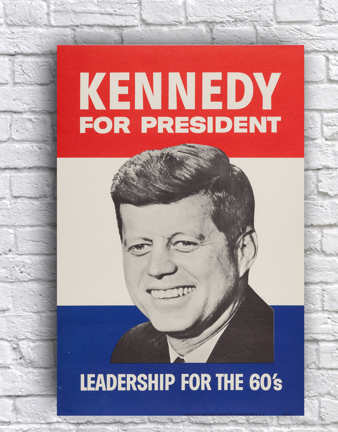John F Kennedy JFK for President Leadership for the 60s 12" x 18" Campaign Cardstock Poster Election Sign