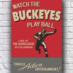Ohio State Universität OSU Buckeyes Football Live vom Hufeisen Columbus Vintage aussehendes Promo 12 "x 18" Kartonposter