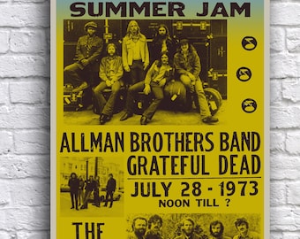 Summer Jam Grateful Dead Allman Brothers and The Band 1973 Watkins Glenn New York  12" x 18" Promo Concert Cardstock Poster