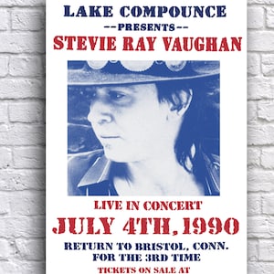 Stevie Ray Vaughan et Double Trouble 1990 Bristol, Connecticut, papier cartonné 12 x 18 po Poster de concert