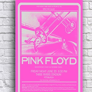 Pink Floyd Pittsburgh Three Rivers Stadium 1975  12&quot; x 18&quot; Promo Concert Cardstock Poster