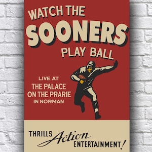 The Oklahoma Sooners Football Live from Norman vintage Looking Promo Poster en papier cartonné 12 x 18 po