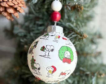 Sets of Cute Cartoon Dog Handmade Christmas Ornaments, White & Red Christmas Tree Decor, Unique Decorations, Vintage Inspired Baubles