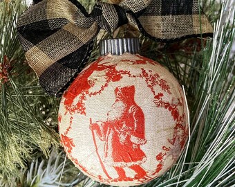 Sets of Victorian Style Handmade Christmas Ornaments, Black Buffalo Plaid Christmas Tree Decoration, Unique Vintage Inspired Bauble Decor
