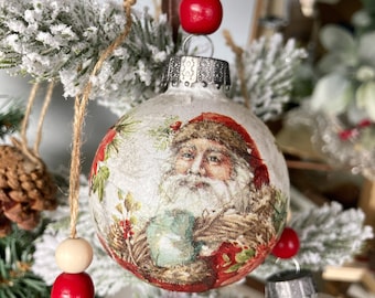 Sets of Saint Nicolas Handmade Christmas Ornaments, St Nick Christmas Tree Decoration, Unique Vintage Inspired Bauble Decor, Victorian Santa