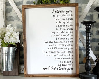 I choose you sign for over the bed art, Unique wedding gift for couple, Bridal shower present, Romantic gift idea, Wooden gifts from fiance