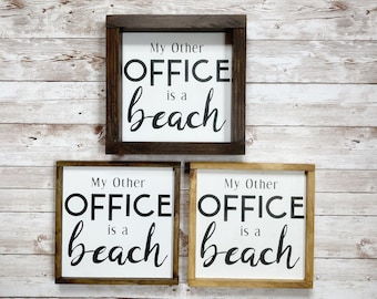 My Other Office is A Beach Sign for Your Desk Wood Signs for - Etsy