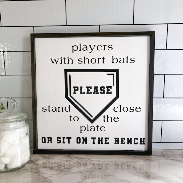Fun Baseball Bathroom Decor, Funny Half Bath Sign, Boys Bathroom Sign, Players with a Short Bat Please Stand Closer to the Plate