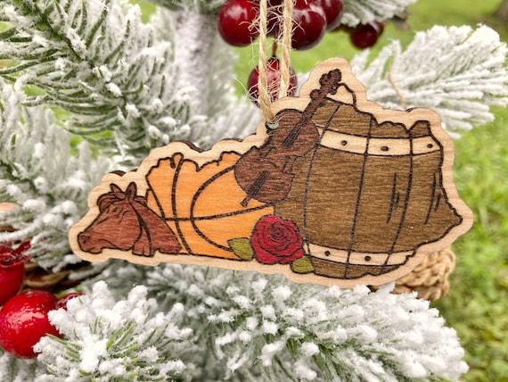 Kentucky ornament, Bluegrass state ornament, KY state Christmas decor for your tree, Wooden Christmas tree ornaments, Kentucky gift