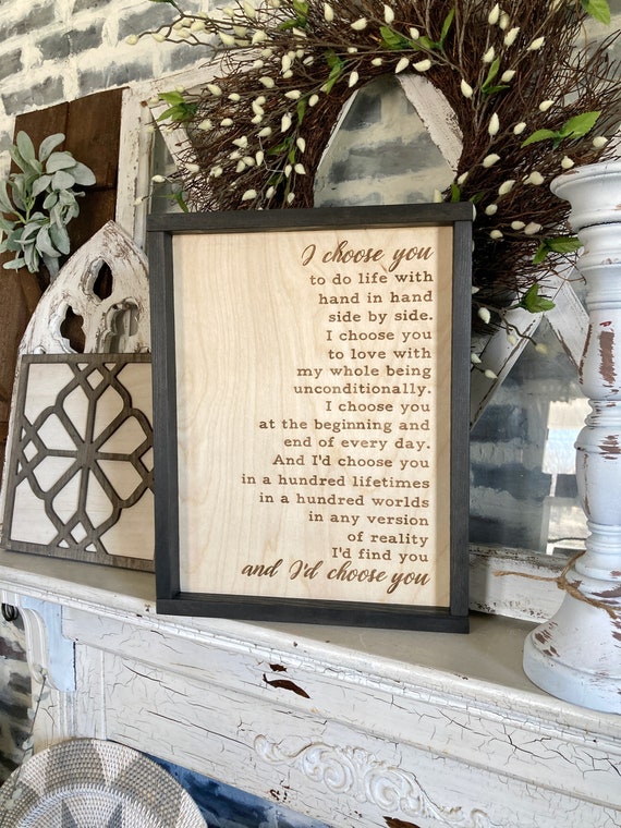 I choose you sign for over the bed art, Unique wedding gift for couple, Bridal shower present, Romantic gift idea, Wooden gifts from fiance