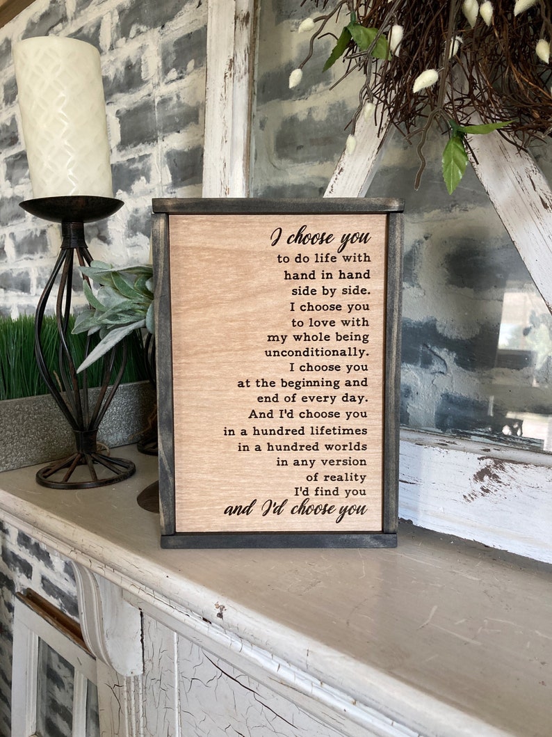 I choose you sign for over the bed art, Unique wedding gift for couple, Bridal shower present, Romantic gift idea, Wooden gifts from fiance zdjęcie 6