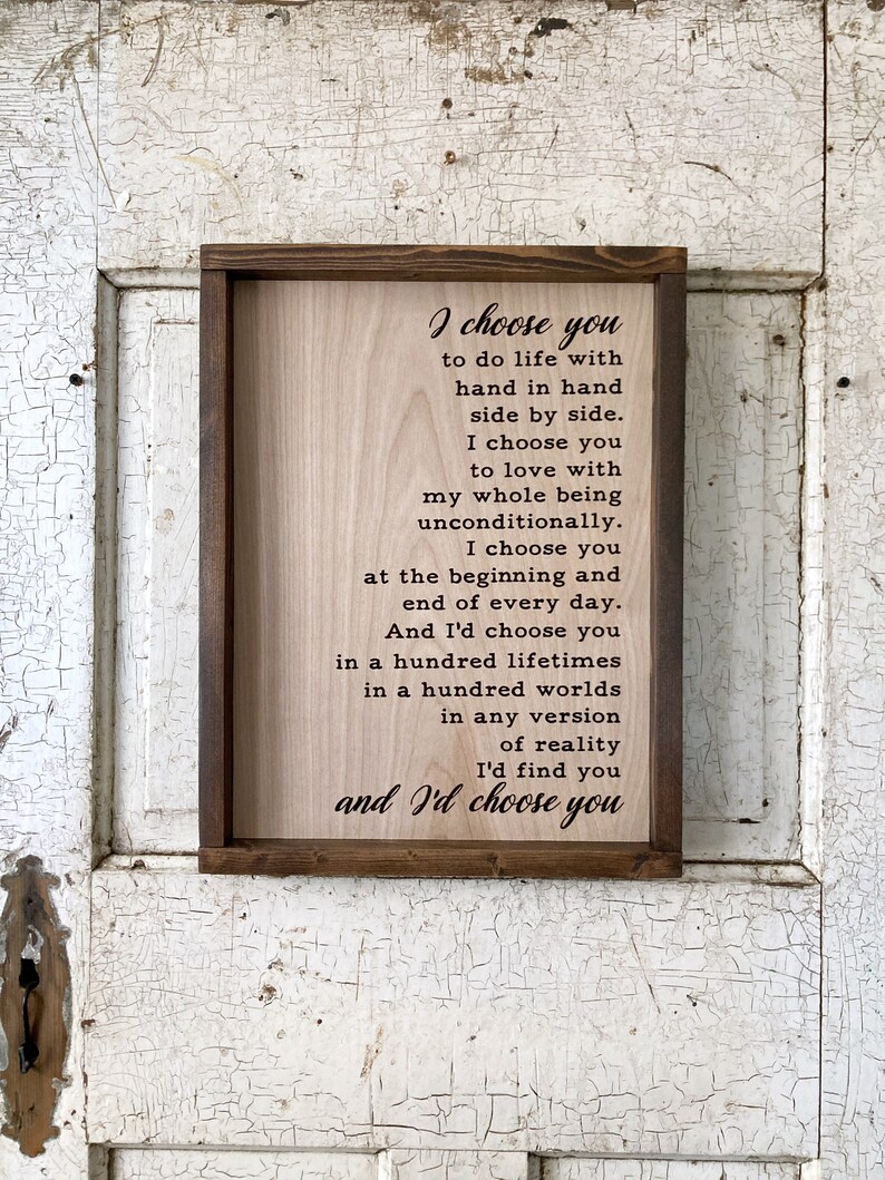 I choose you sign for over the bed art, Unique wedding gift for couple, Bridal shower present, Romantic gift idea, Wooden gifts from fiance zdjęcie 9
