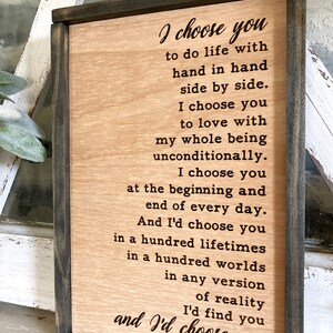 I choose you sign for over the bed art, Unique wedding gift for couple, Bridal shower present, Romantic gift idea, Wooden gifts from fiance zdjęcie 8