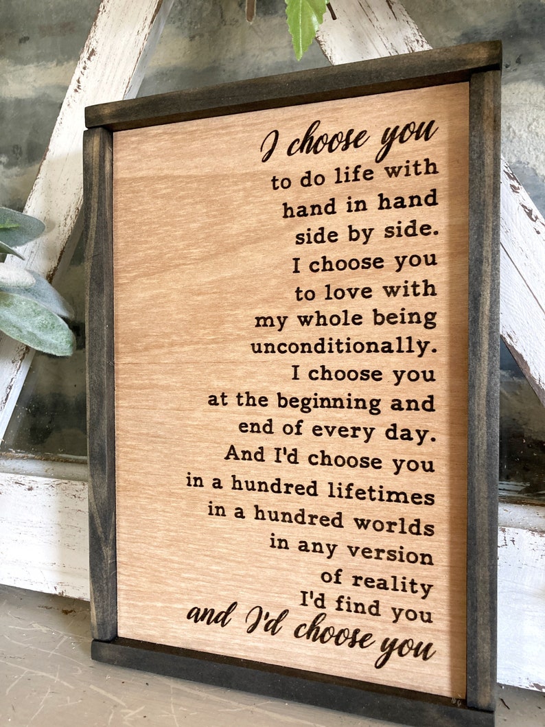I choose you sign for over the bed art, Unique wedding gift for couple, Bridal shower present, Romantic gift idea, Wooden gifts from fiance zdjęcie 8