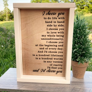 I choose you sign for over the bed art, Unique wedding gift for couple, Bridal shower present, Romantic gift idea, Wooden gifts from fiance zdjęcie 3