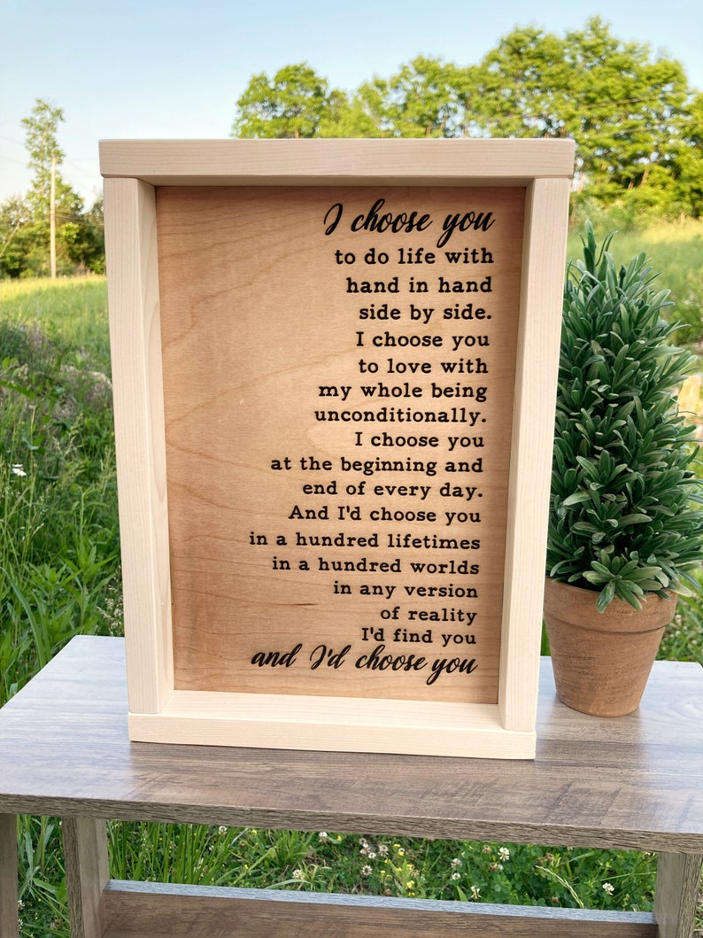 I choose you sign for over the bed art, Unique wedding gift for couple, Bridal shower present, Romantic gift idea, Wooden gifts from fiance zdjęcie 3