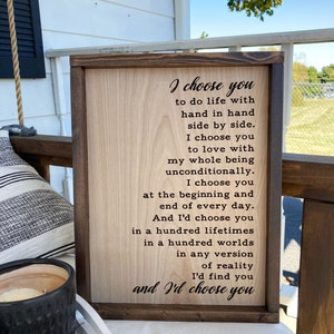 I choose you sign for over the bed art, Unique wedding gift for couple, Bridal shower present, Romantic gift idea, Wooden gifts from fiance zdjęcie 2