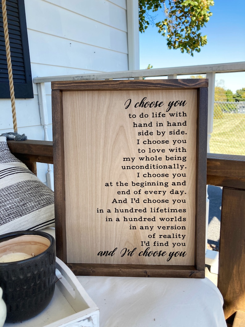 I choose you sign for over the bed art, Unique wedding gift for couple, Bridal shower present, Romantic gift idea, Wooden gifts from fiance zdjęcie 2