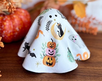 Cute Spooky Season Clay Ghost Home Decor, Table Top Halloween Decor, Autumn Indoor Decorations, Fall Ghost, Handmade Whimsical Decor