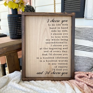 I choose you sign for over the bed art, Unique wedding gift for couple, Bridal shower present, Romantic gift idea, Wooden gifts from fiance zdjęcie 5