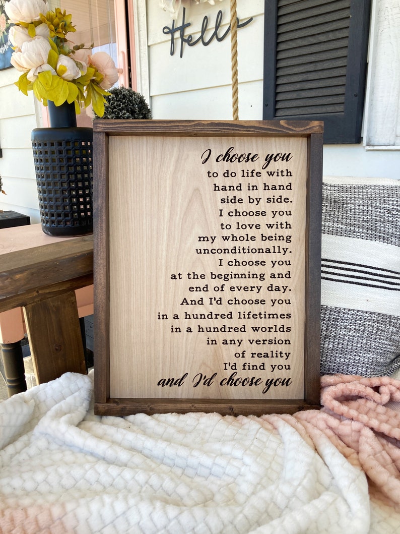 I choose you sign for over the bed art, Unique wedding gift for couple, Bridal shower present, Romantic gift idea, Wooden gifts from fiance zdjęcie 5