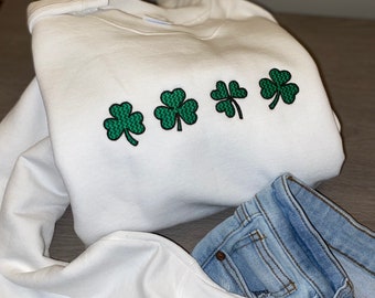 St. Patrick’s Day crewneck sweatshirt shamrocks embroidery