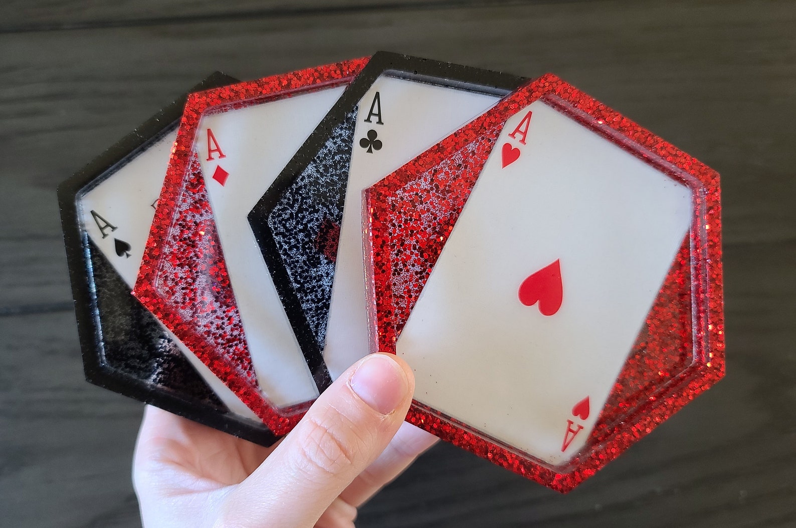 Playing Card Resin Coaster Individual or Set of 4 Custom Etsy