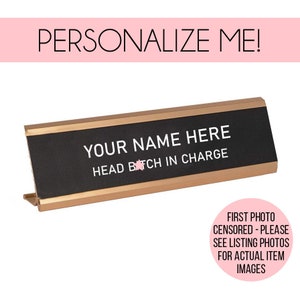 Gift for Boss, Boss Name Plate, HBIC, Funny Desk Name Plate, Gift for Coworker, Funny White Elephant Gift, Desk Accessory, Funny Work Gift