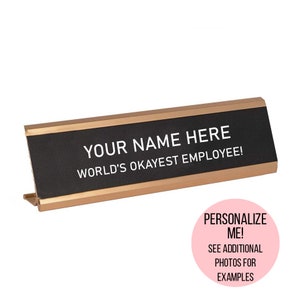 World's Okayest Employee Award, Funny Desk Name Plate, Gift for Coworker, Funny White Elephant Gift, Desk Accessory, Funny Work Gift