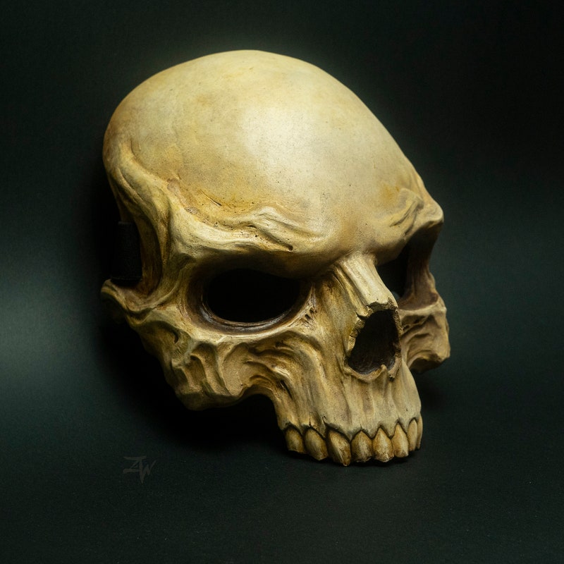 Skull Half Face Mask Grey Hair