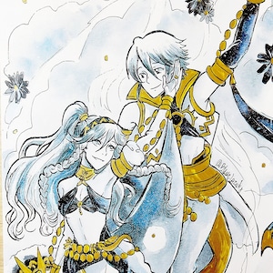Fire Emblem Olivia & Inigo with Gold Ink- Print A4