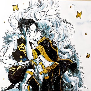 Fire Emblem Sylvain & Felix mit goldener Druckfarbe A4