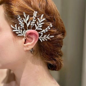 Bridal Leaf Ear Cuff, Boho Cartilage, Wedding Ear Wrap