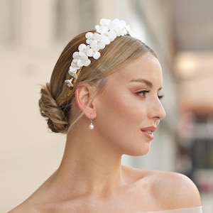 Ceramic Clay Headband, Bridal Floral Crown image 1