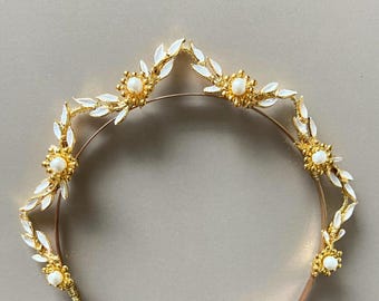 Gold Leaf Bridal Crown Headband | Greek Goddess Hair Piece | Laurel Wreath Wedding Tiara
