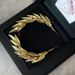 Greek Goddess Headband, Gold Laurel Leaf Bridal Crown, Wedding Hair Piece for Bride, Boho Bridal Hair Accessories