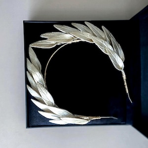 Boho Wedding Headpiece, Goddess Style Silver Leaf Bridal Crown