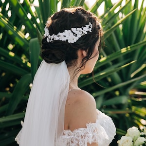 Clay Flowers Headpiece for Bride, Romantic Wedding Hair Vine