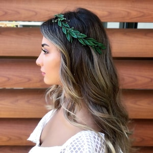 Greenery Bridal Headpiece, Olive Leaves Wreath, Boho Wedding Hair Accessories